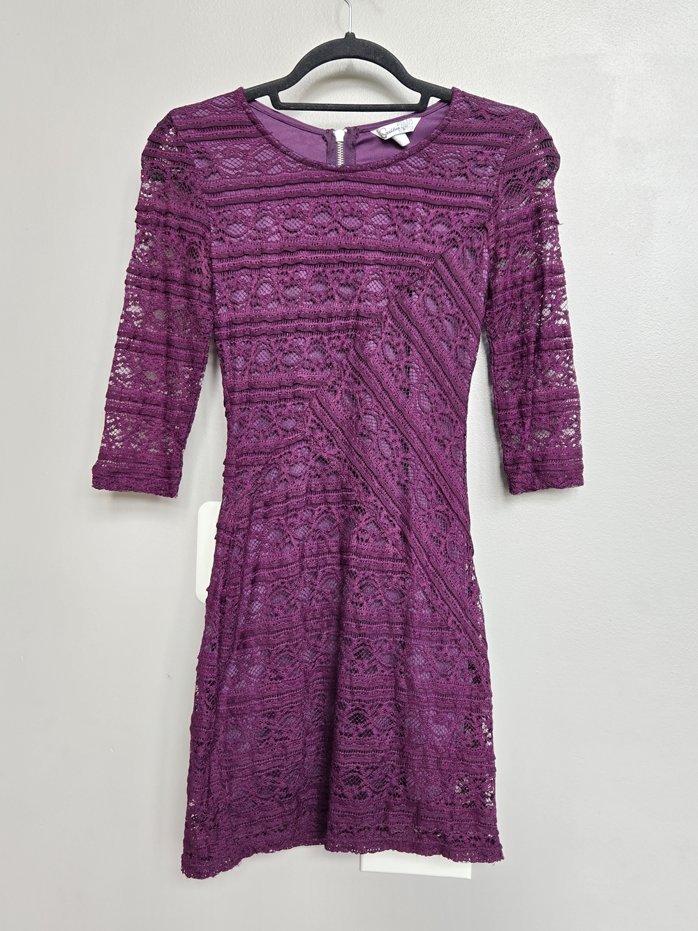 Speechless Plum Lace Dress with Round Neckline